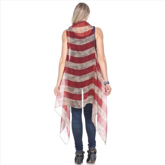 NWT distressed Stars and Stripes sheer vest patriotic USA - Picture 8 of 10